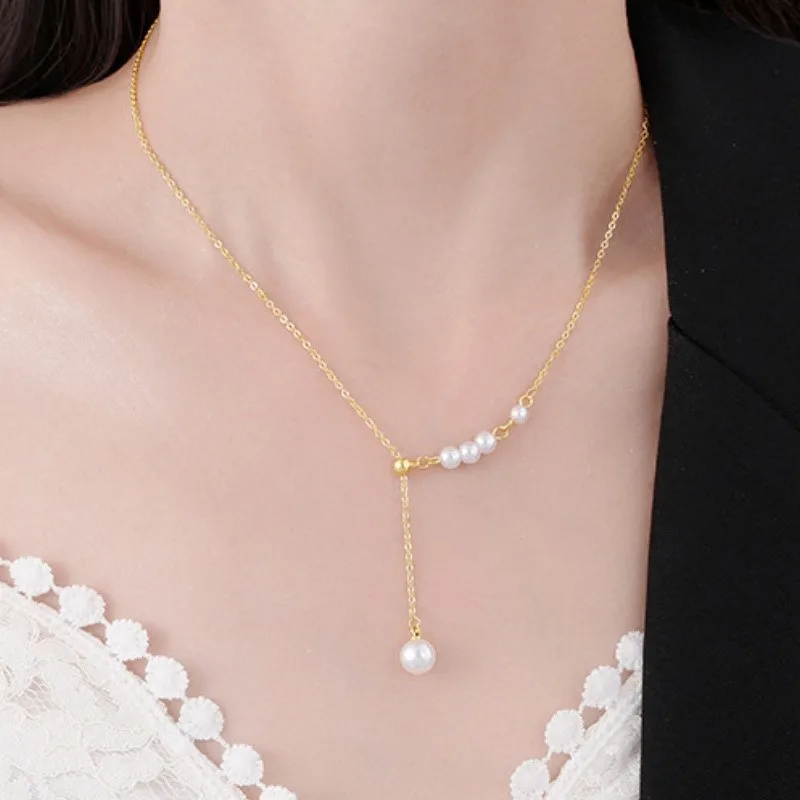 Vintage Imitation Pearl Tassel Pendant Necklace for Women Personality Trendy Party Jewelry Accessories Birthday Gifts