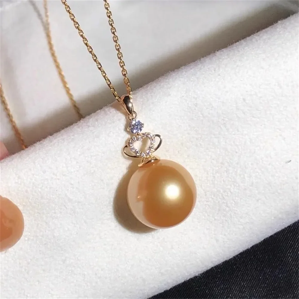 

DIY Pearl Accessory S925 Sterling Silver Pendant with Empty Holder Gold-plated K-gold Necklace Pendant Fit 8-11mm Round Beads