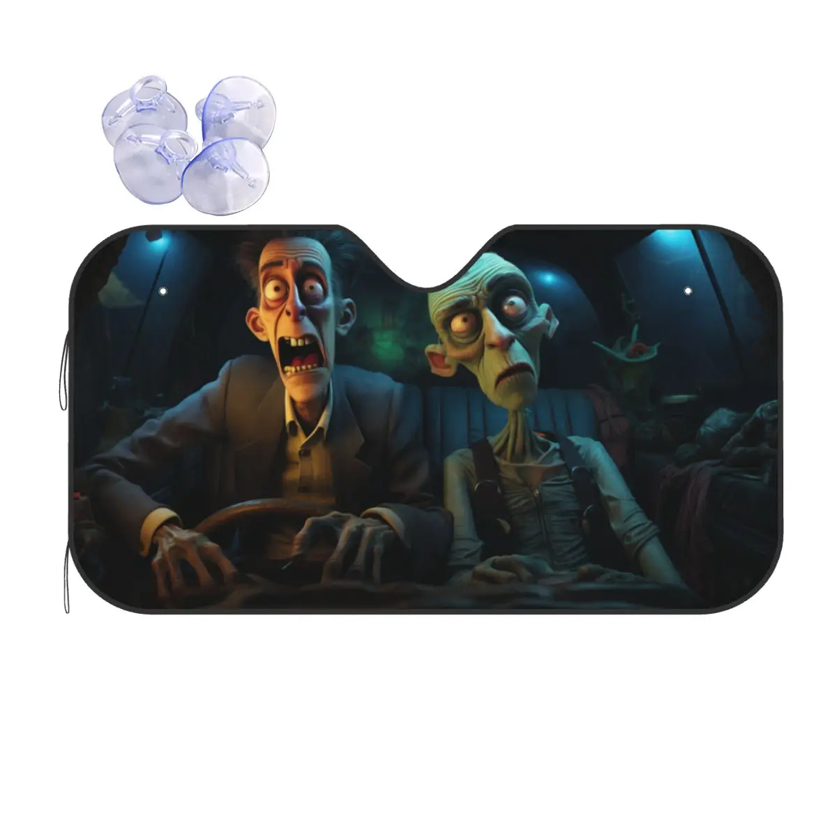 

Terrified Zombies And People Car Sunshade Shield Windshield Sunshade 76x140cm Aluminium Foil Sunshade Visor Blinds