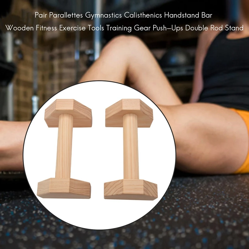 CACI 1 Pair Parallettes Gymnastics Calisthenics Handstand Bar Wooden Fitness Exercise Tools Training Gear Push-Ups Double Rod St