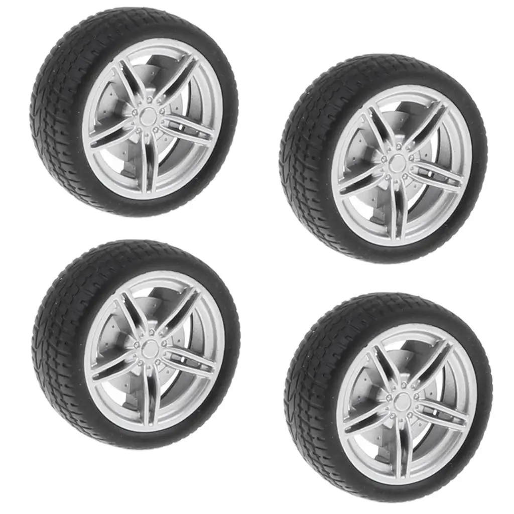 Lot de 4 pneus RC 40mm jantes 5 branches caoutchouc pour voiture de course, angle latéral