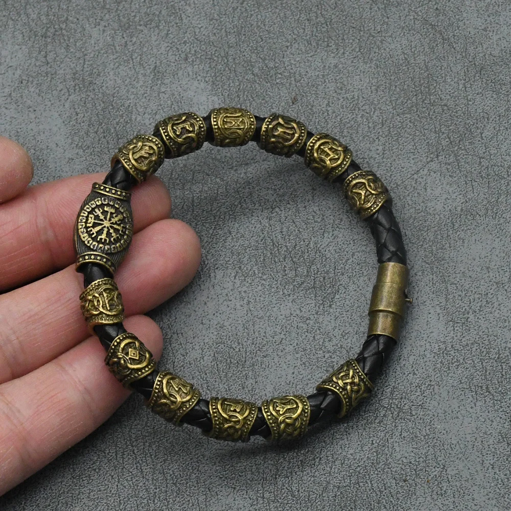 Norse Runic Runes Beads Charm Vikings Accessories Womens Mens Magnetic Bracelet Viking Jewelry