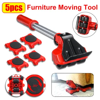 5 Pz/set Mobili Dropshipping Mover Trasporto Set Strumenti di Movimento Rapido Sollevatore Roba Pesanti Mover 4 Ruote Rullo Utensili A Mano
