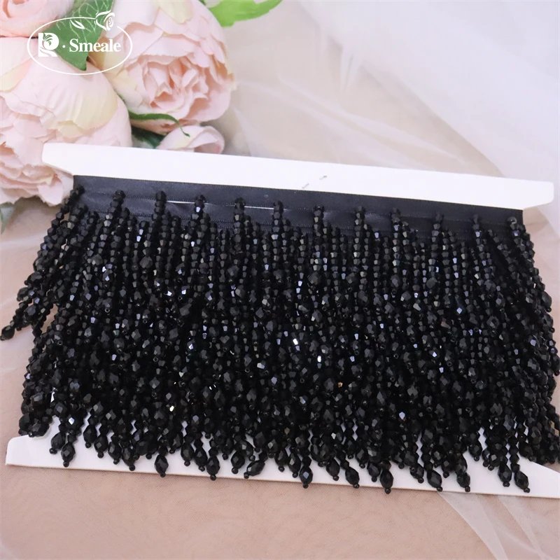 9Y-5Y-2Y-1Y,Crystal Tassels Beaded Lace Trim.Tassel Lace Decoration Shoes Ornaments White Black Hanging Bead Curtain RS252183