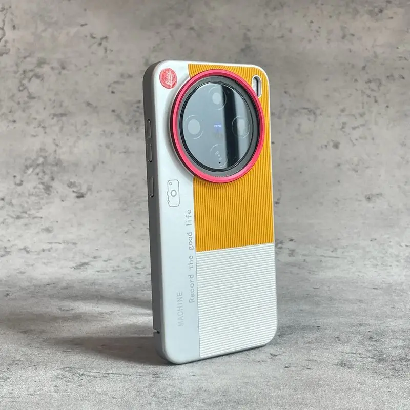 Elegant Vertical Striped Leather Case with Camera-Style Protection and Shockproof Bumper