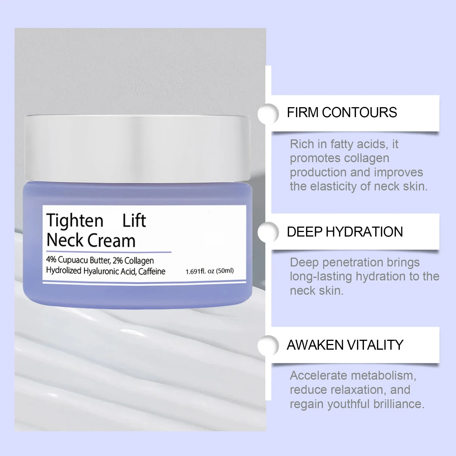 Neck Cream Tighten Lift Neck Cream Lightens Fine Lines Brightens Firms Nourishes Lightening Smoothing Moisturizer
