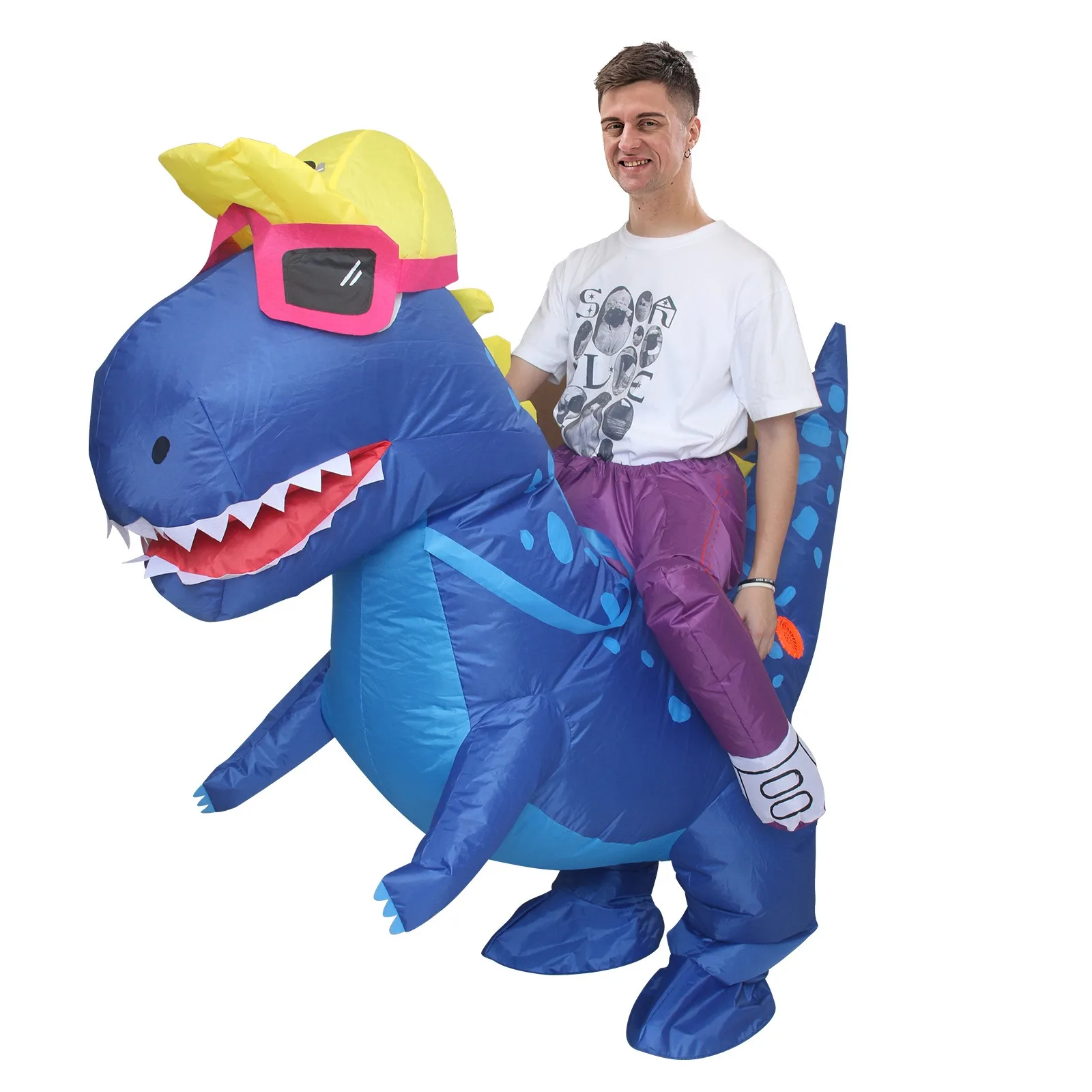 Halloween Party Dinosaur Inflatable Costume Mounts Funny Tyrannosaurus Rex Inflatable Parent-child Game Mascot Doll Costume