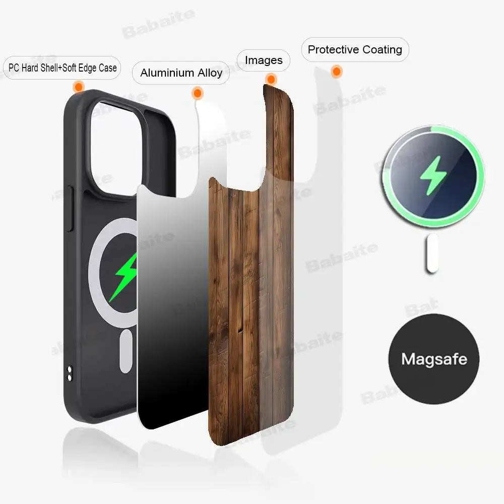 Wood Texture Art MagSafe Phone Case - Shockproof Cover