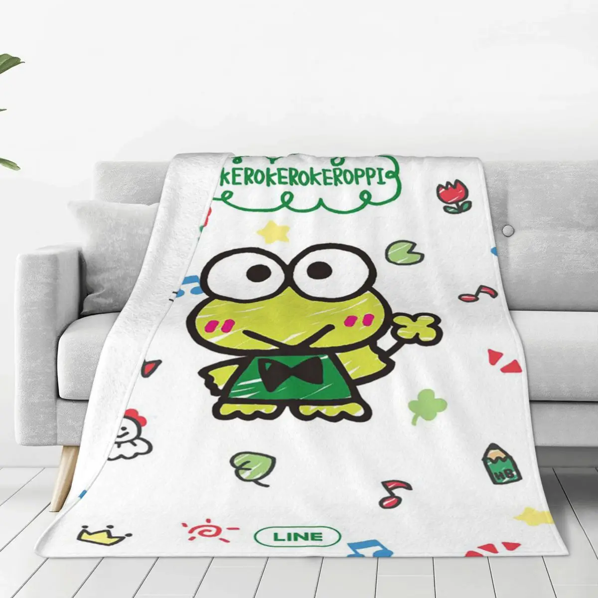 

Одеяло клетчатое с рисунком аниме Keroro, Фланелевое покрывало для дивана, легкое одеяло для дивана с коллажем на осень/зиму