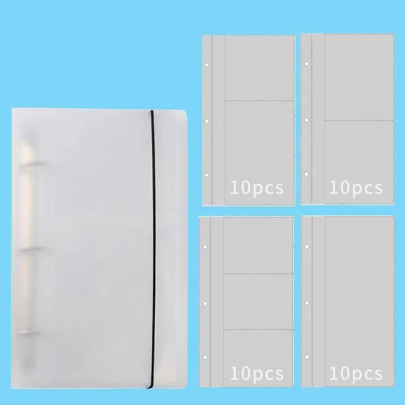 3/5 Inch Transparent Loose Leaf Binder 3 Hole Notebook Inner Core Cover Card Folder Planner Diary Book Office Stationery Supplie