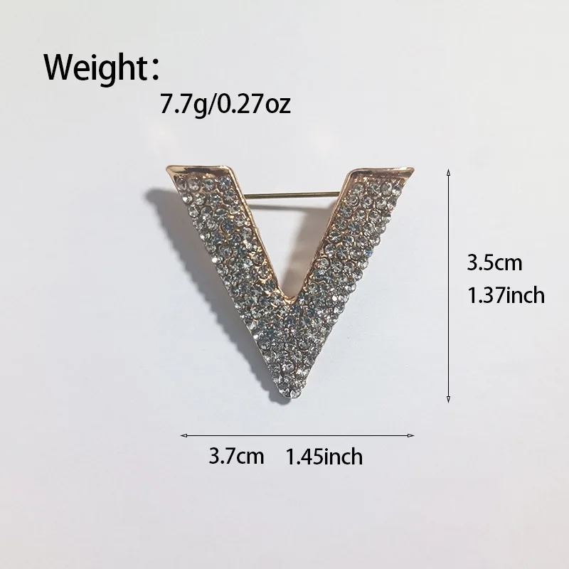 Letter V brooch women's versatile safety pin cardigan sweater accessories chest flower diamond inlaid style new accessories airplane brooch