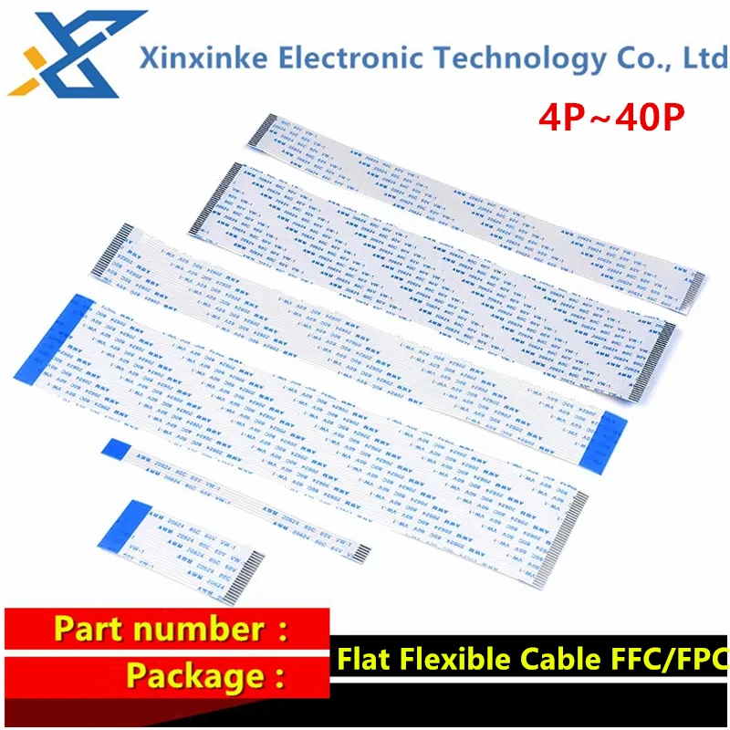 10PCS Forward Flat Flexible Cable flexible cable FFC/FPC AWM 20624 80C 60V VW-1 0.5MM 1.0MM 4/5/6/8/10/12/14/16/18/20/24/26/30/40 Pin 5-50CM