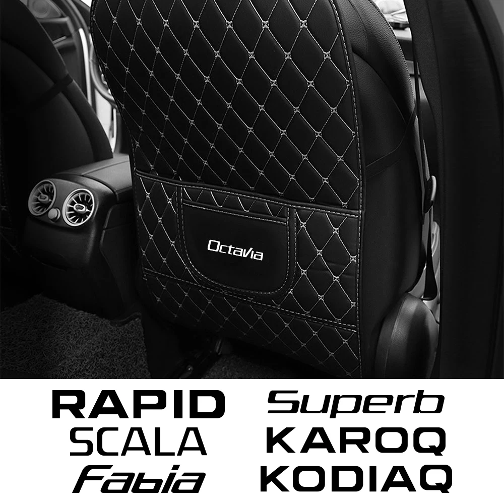 1PCS Car Seat Anti Kick Pad Auto Accessories For Skoda Octavia Fabia Rapid Superb Kodiaq Scala Karoq Citigo Kamiq Roomster Enyaq