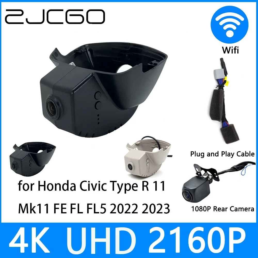 

Видеорегистратор ZJCGO 4K UHD 2160P, Автомобильный видеорегистратор DVR с ночным видением для Honda Civic Type R 11 Mk11 FE FL FL5 2022 2023