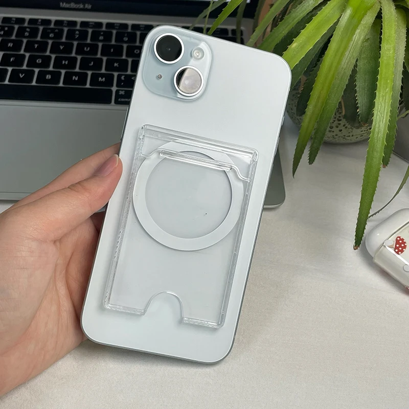 Clear Magnetic Wallet Case Card Holder - Universal Fit