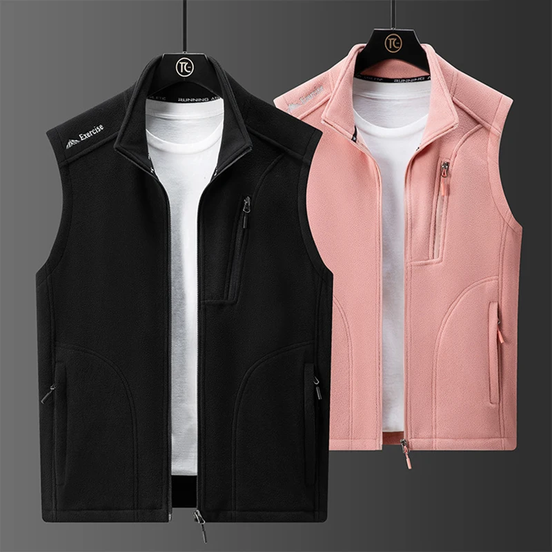 Men Polar Fleece Vests Outdoor Unisex Multi-pocket Warm Windproof Tactical Winter for Safari Hiking Ski Cargo Waistcoat heated jacket