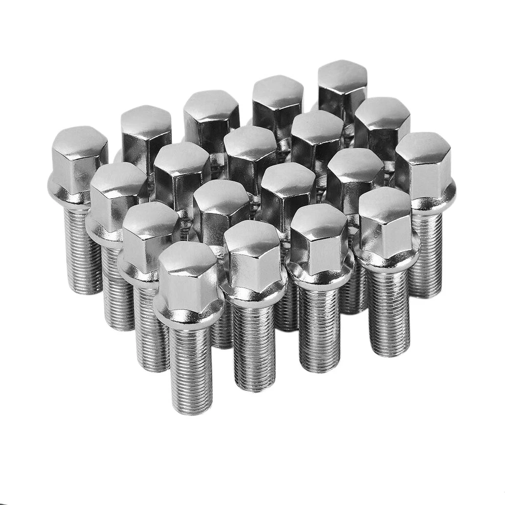 

20PCS 40mm Shank 20 M14X1.5 Ball Radius Seat Lug Bolts Nuts for-Audi Mercedes