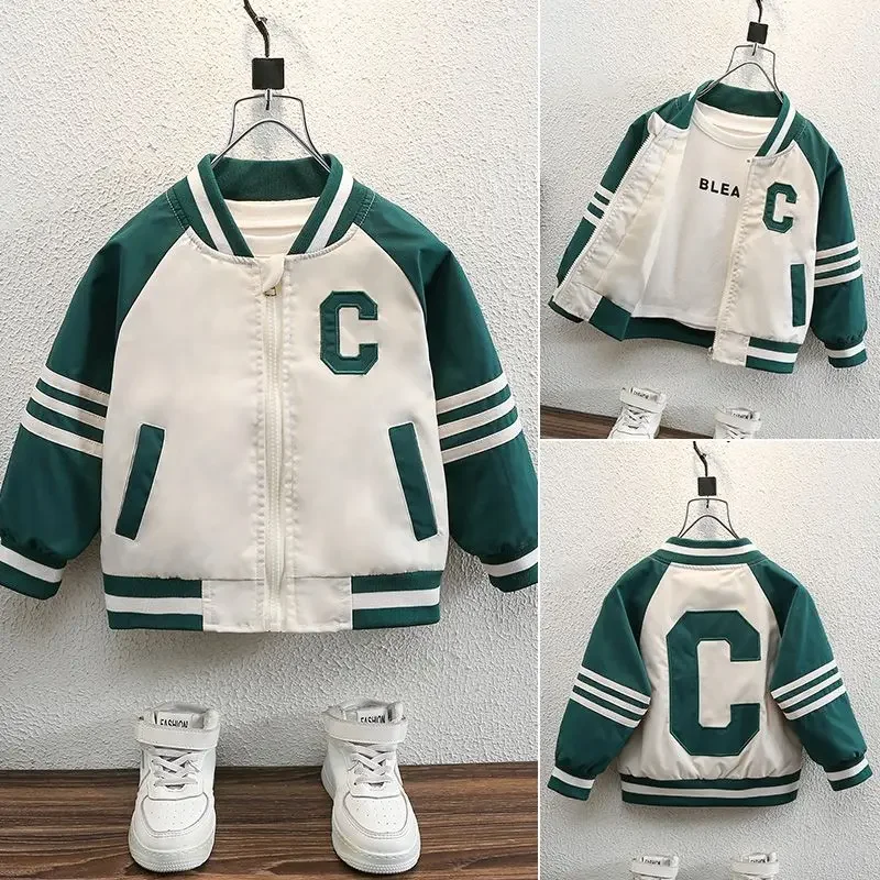

2-8 Year 2024 Spring Parkas Kids Baseball Jacket Letter Jacket for Girls Coat for Girls Fashion Jacket Boy Children's Clothing