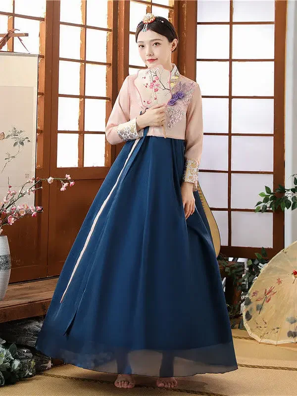 

한복 Traditional Korean Clothing Hanbok Dress for Women Ancient Palace Robe V-neck National Performance Wedding Dress Asien Style