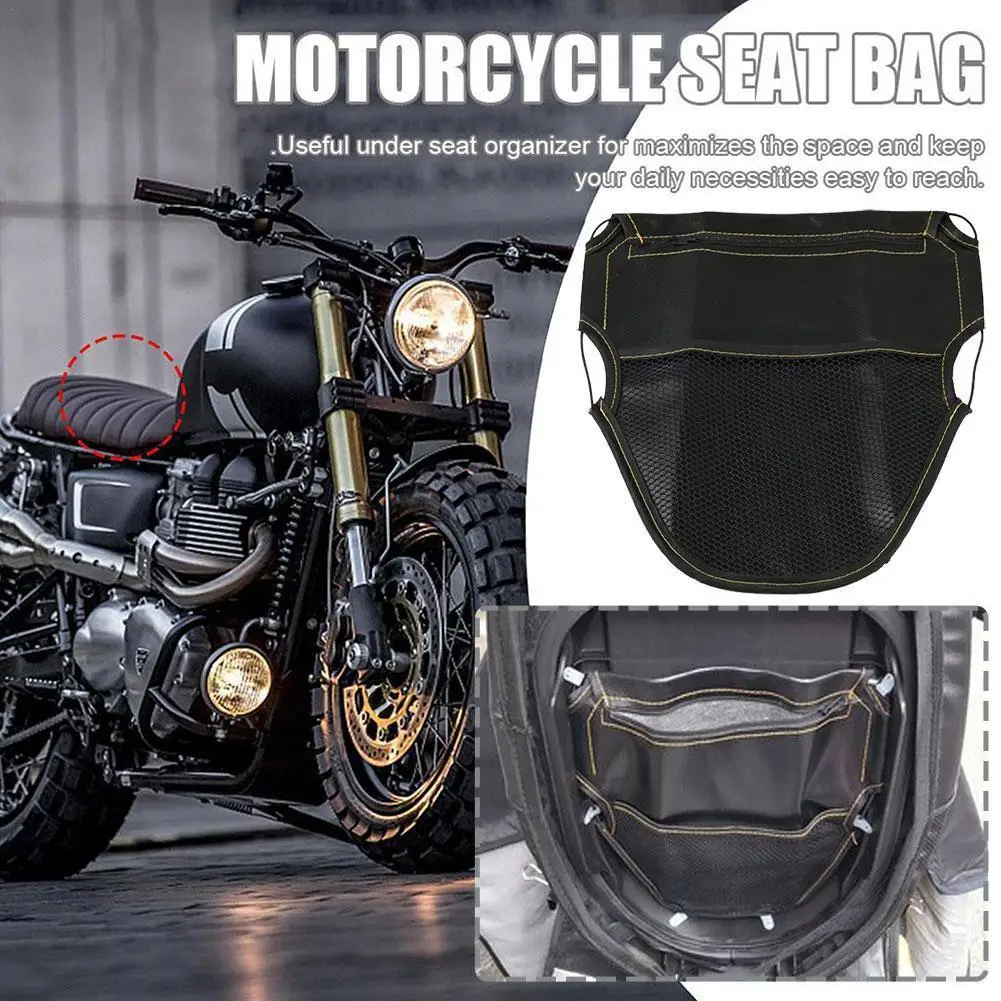 

Motorcycle Scooter Under Seat Bag Tool Storage Motorcycle Seat Sundries Bag Bucket Modification Accessories PU Leather Y8M8