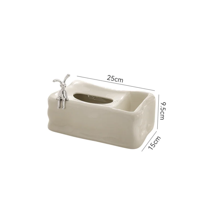Silver Ceramic Tissue Box Fold Pattern Irregular Ice Shape Silver Rabbit Napkin Holder Paper Towel Holder Home Desktop Storage 5