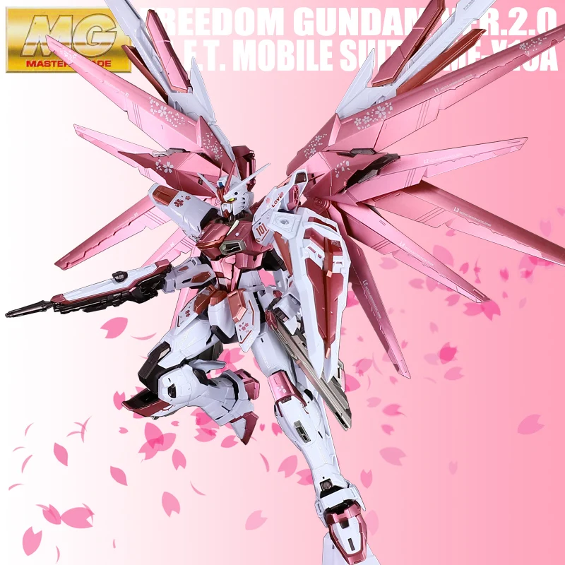 Bandai Gundam Model Kit MG Pink Sakura 2.0 Freedom Gundam Action Figure