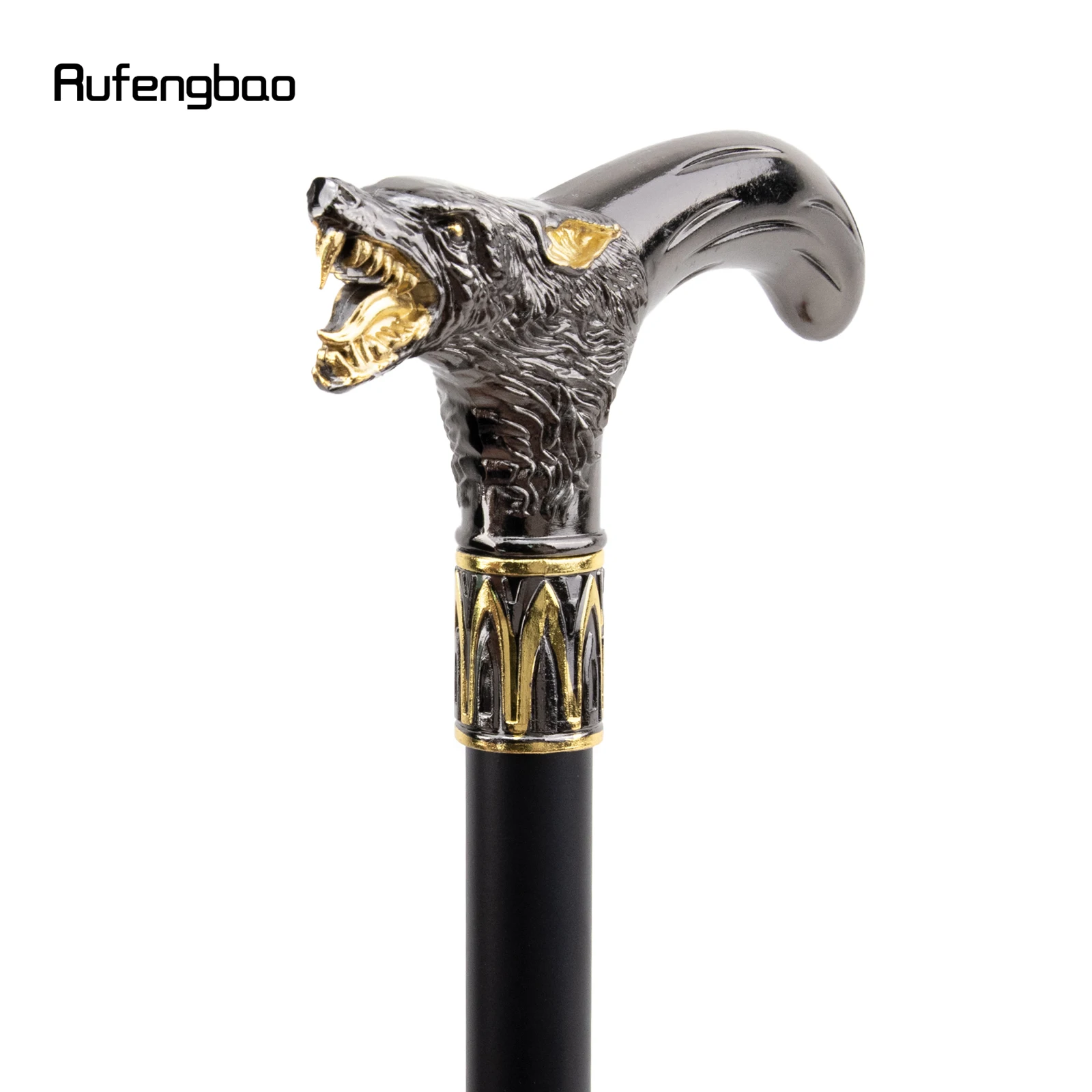 92cm Horse Head Swagger Stick / Walking Cane - Chrome Handle, Hollow Black Shaft (Stylish Accessory)