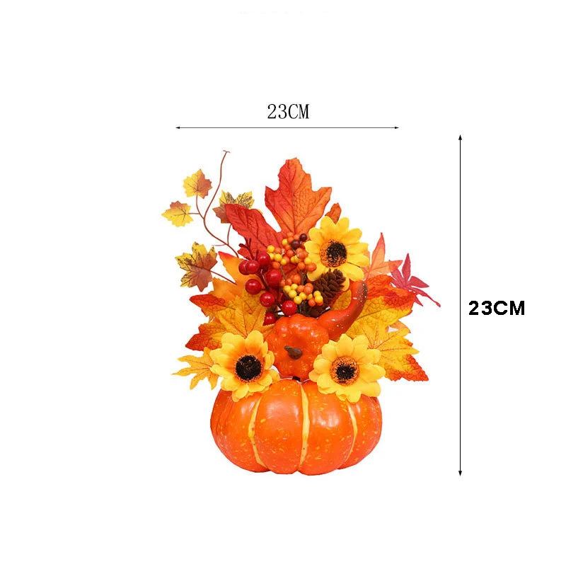 Autumn Harvest Artificial Pumpkin Sunflower Ornament Realistic Flower Simulation Decoration Party Fall Home Window Decor Props