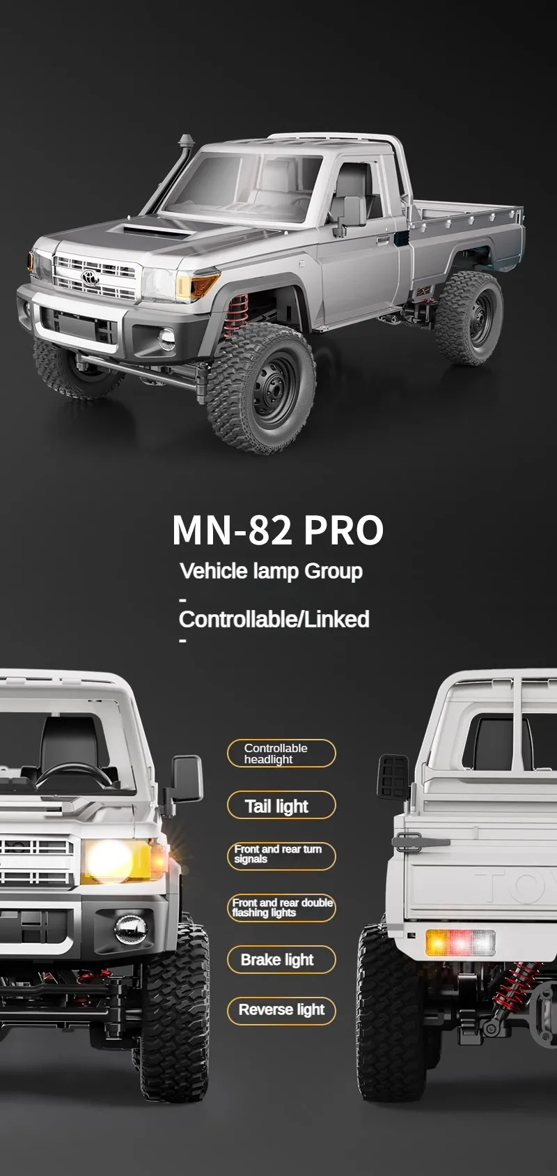 ZWN 1:12 フルスケール RC カー MN82 pro MN82-PRO-1-12-Scale-4WD-RC-Off