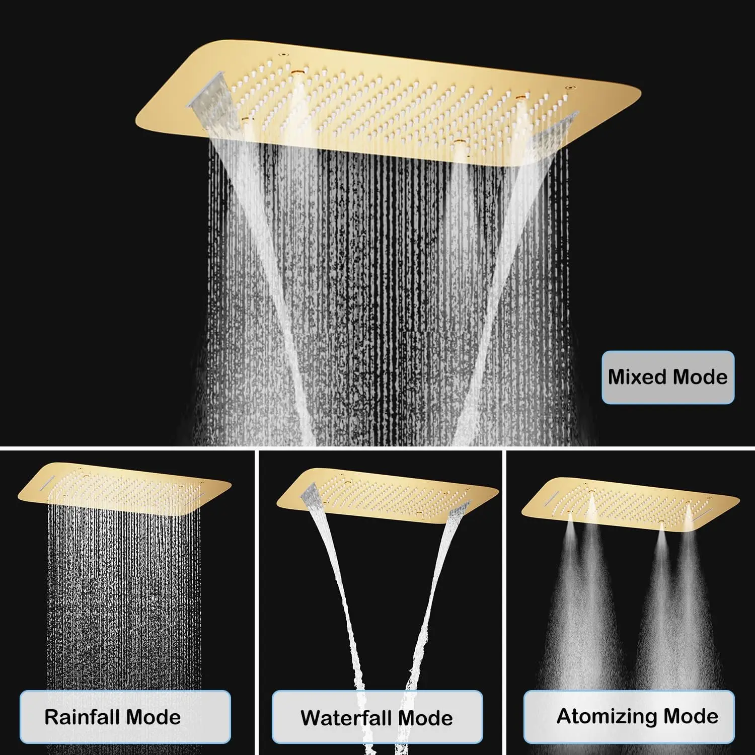 Luxury 16 X 24 Inch Full Body Shower System With Multi Function Rainfall Thermostatic Shower Faucet Set