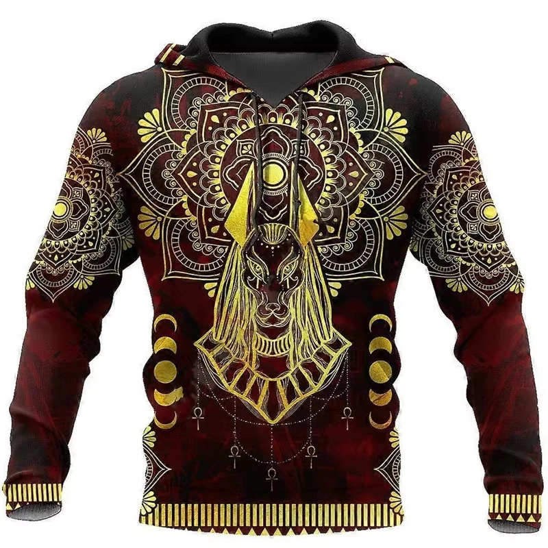Men's Hoodie Ancient Egyptian Pharaoh Anubis Tattoo 3D Print Pullover Sweatshirt Streetwear Hoodies Kid Hoodie Women Hoodie - Image 5