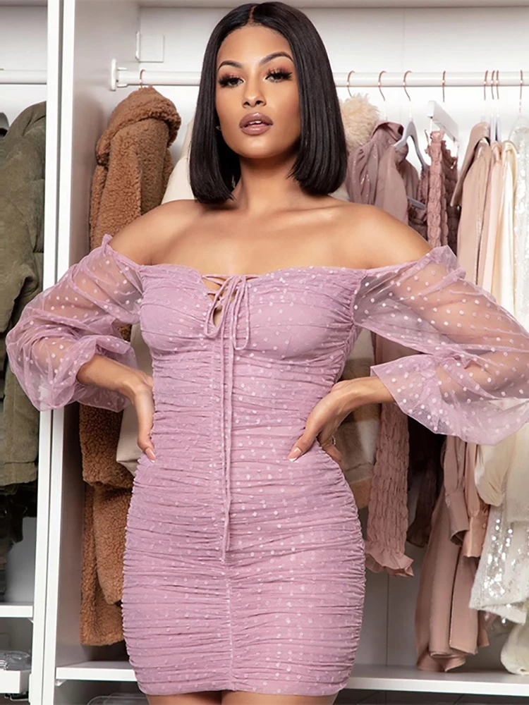 Bodycon Party Dress Women Mesh Long 