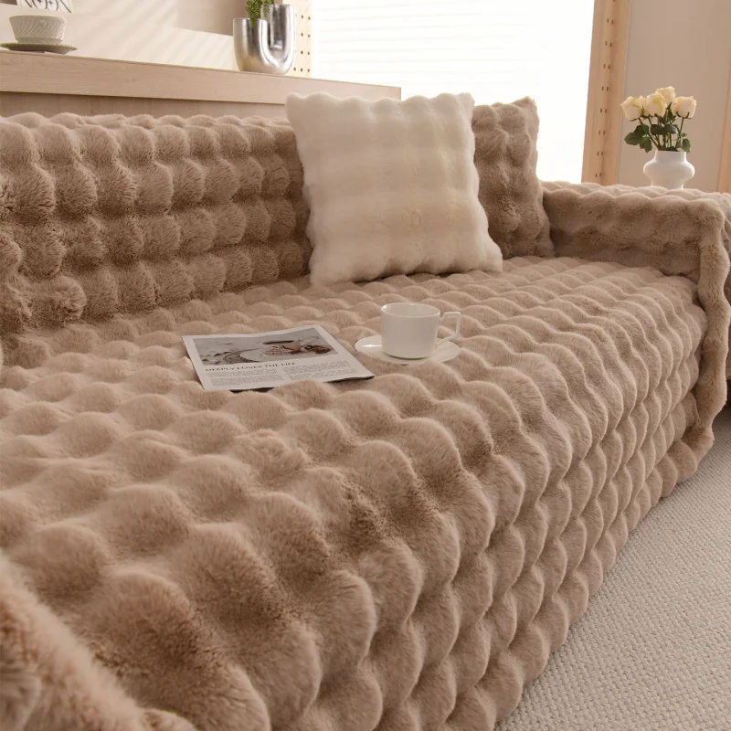 Plush Faux Fur Sofa Cover 1