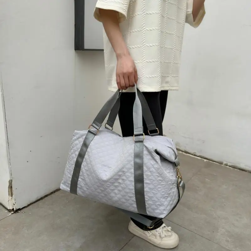 1pcs Solid Color Large Capacity Women'S Handbag Luggage Travel Bag Polyester Lined Oxford Cloth Bag