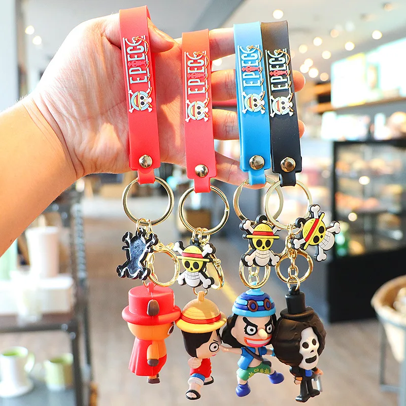 Cartoon Anime ONE PIECE Kawaii Action Figures Keychains Key Chain Key