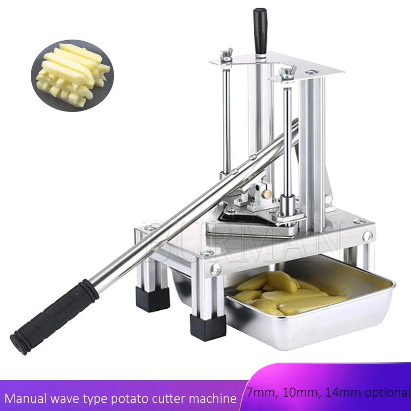 

Hand Press Potato Stripping Vegetable Fruit Dicing Machine Manual Potato Strips Cutting Equipment French Fries Cutters
