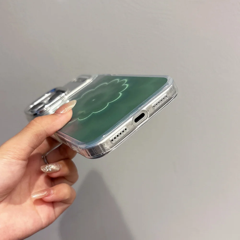 Shiny Holographic Flower Pattern Phone Case For Apple Iphone Series_voghion.com