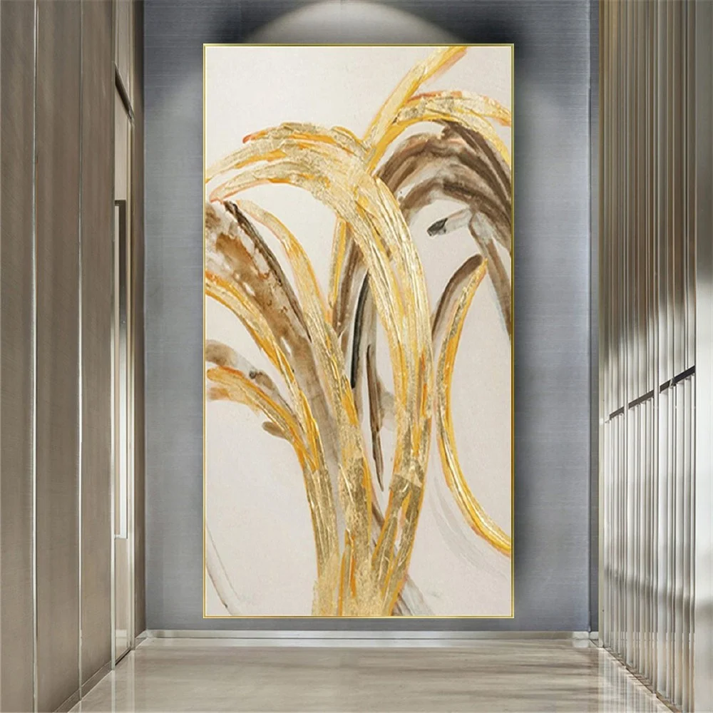 

Arab Style Luxury Hang Art Poster Mural Handmade Gold Foil Oil Painting On Canvas Modern Brilliant Wall Picture Decor Home Live