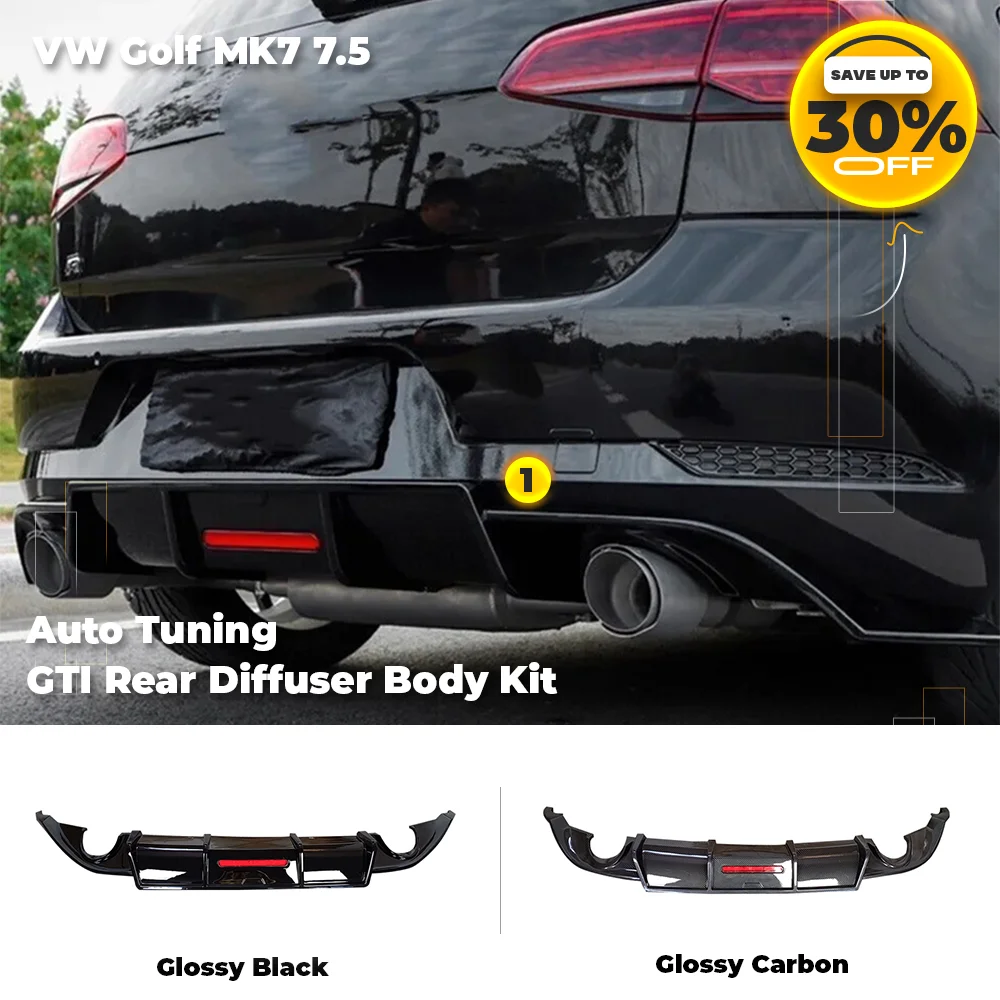 

VW Rear Diffuser For Golf MK7 MK7.5 Rline 2014-2020 Rear Bumper Lip GTI Body Kits Glossy Black Carbon Auto Accessories Tunning