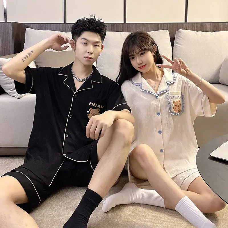 

Пижама женская хлопковая с вышивкой и V-образным вырезом, большого размера