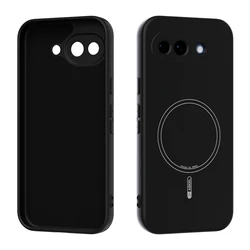 Magnetic Liquid Silicone Matte Shockproof Phone Case with Wireless Charging Compatibility for Google Pixel 10a (Black)