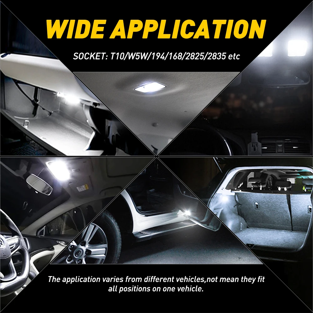AUXITO 194 LED  168 2825 W5W T10 ڵ ׸    ȣ Ʈ, BMW ƿ ٰտ, 6000K 12V, 10 , 2 