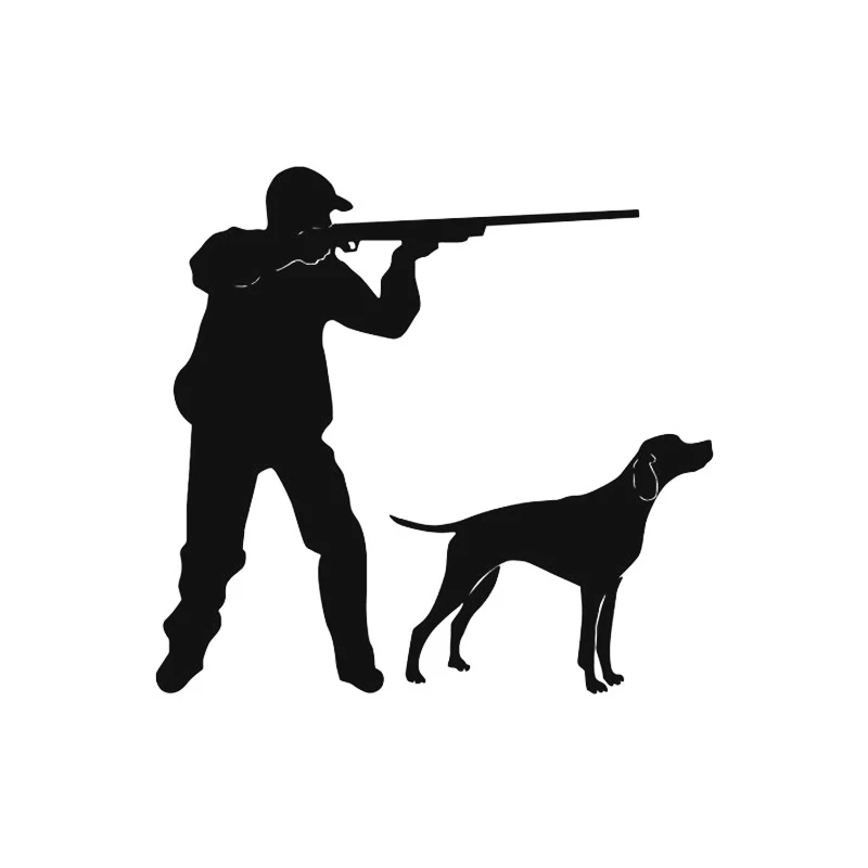 

Hunter with Gun Hound To Hunt Car Sticker PVC Fashion Body Window Accessory Exquisite Auto Decal Motorcycle Laptop Decoration