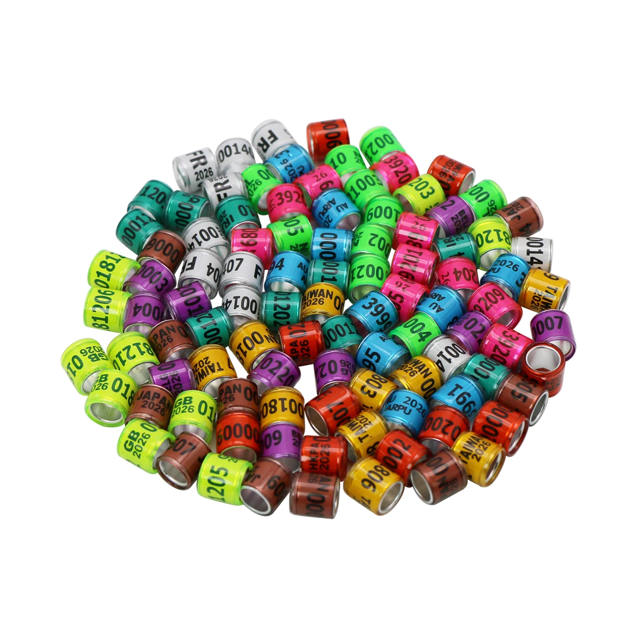50 Pcs 2026 Pigeon Foot Ring 8mm Aluminum Plastic with Numbers Multicolor Bird Supplies Training Tool bird foot rings bird leg rings bird rings