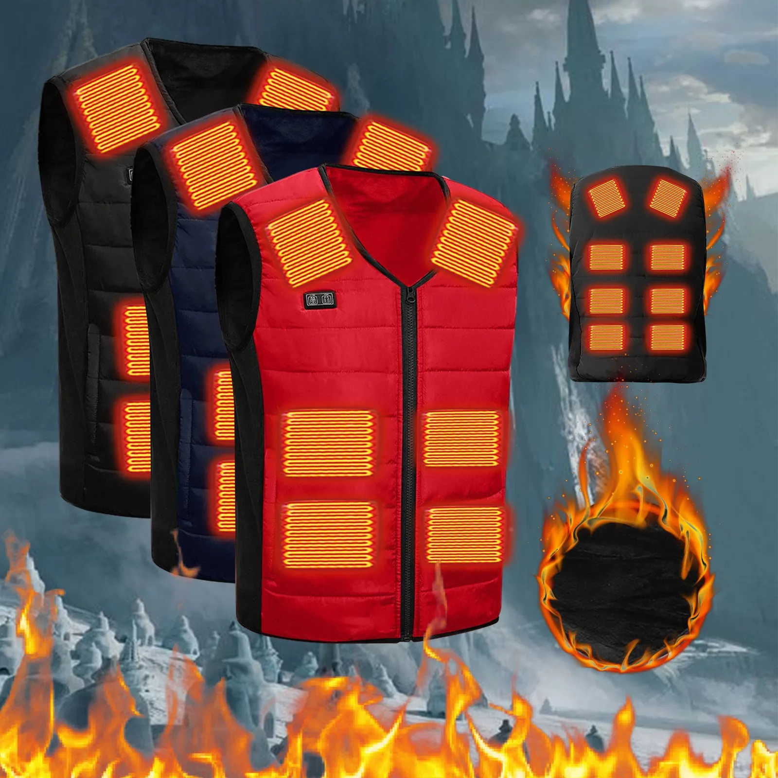 

Мужская теплая куртка-жилет для пеших прогулок, с электроподогревом