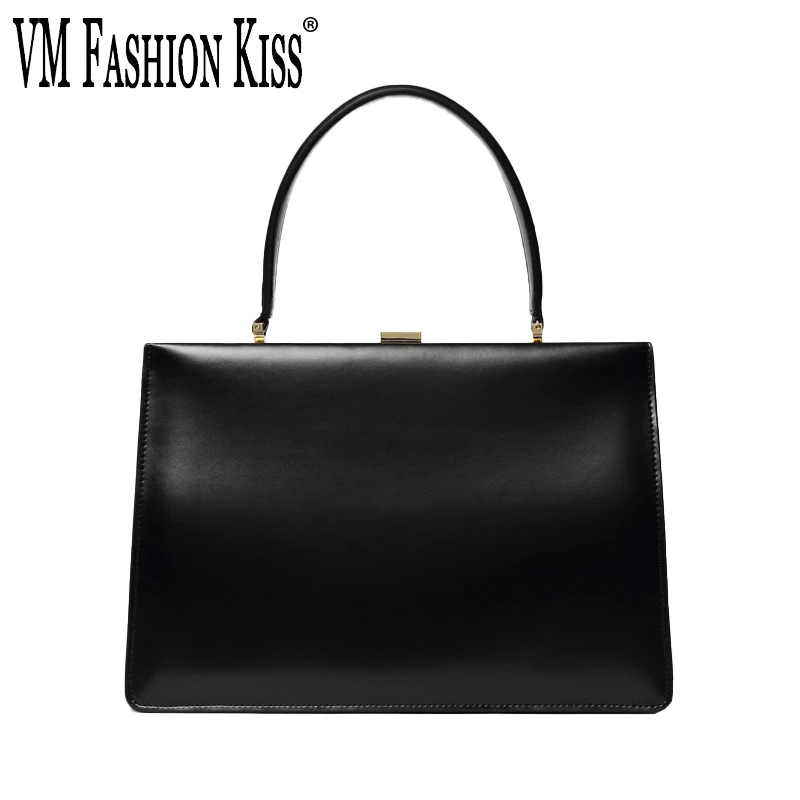Vm Fashion Kiss Vintage Pu Leather Frame Handle Bags Borsa Di Lusso Donna Designer Famoso Marchio Pochette Borsa Nera
