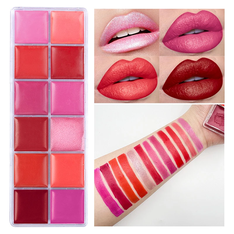12 Colors Women Moisturizing Long Lasting Lip Gloss Palette Girls Nude Cosmetic Makeup Lip Tools Lipstick Female 4