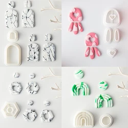 Geometric Shape Soft Pottery Earrings Cutting Mold Polymer Clay Irregular Flower Mold DIY Jewelry Pendant Shape Pottery Tool