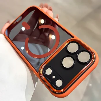Transparent Metal Camera Bumper Cases For iPhone 17 11 12 13 16 Pro Max 15 16 Plus 17 Air For Magsafe Magnetic Clear Phone Cover 1