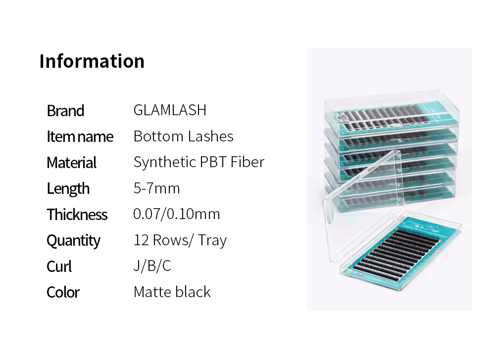 GLAMLASH Lower Eyelashes Extension Supplies Individual Soft Natural Under Bottom Lash Makeup Tool